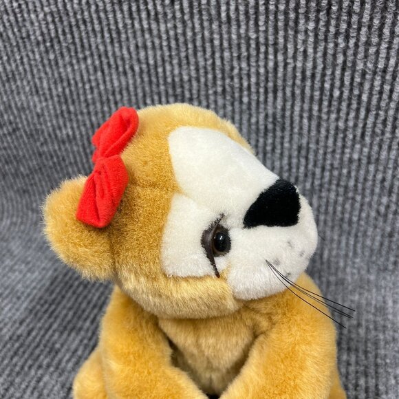 VTG PBC International 9" Lion Girl Plush Stuffed Animal Red Hair Bow Realistic - Picture 11 of 14